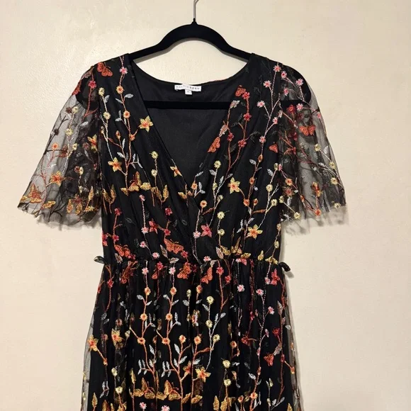Baltic Born Floral Marsielle Black Dress With Pink, Orange, & Yellow Accents - Picture 12 of 16